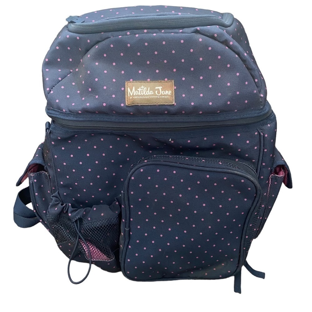Matilda Jane blue with purple polka dots insulated backpack